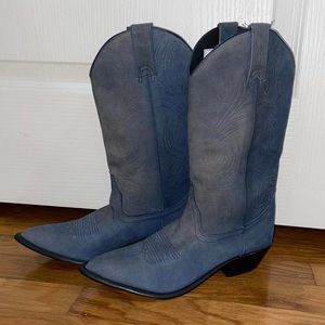 Blue Suede Cowgirl Cowboy Boots